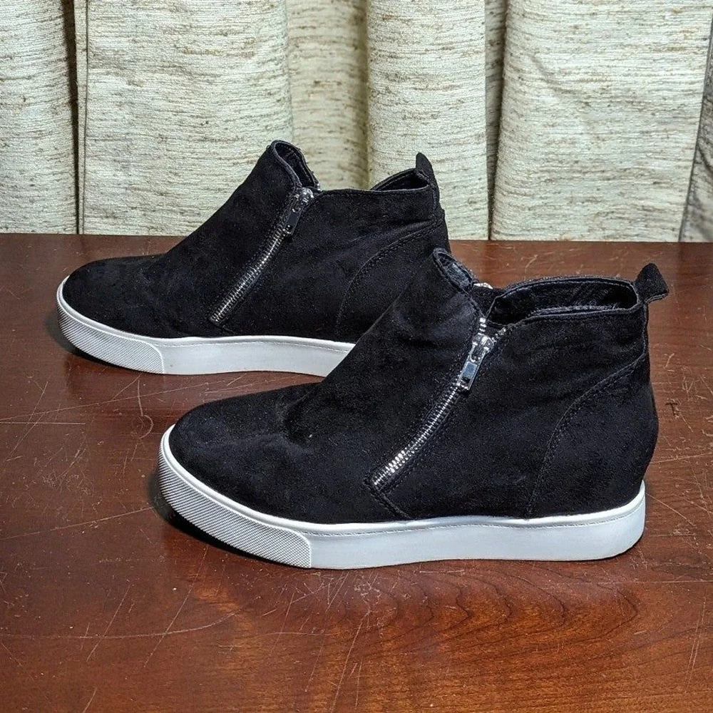 Vintage Y2K Indie Sleaze Soda Wedge High Top Sneakers Black Streetwear Women's 8